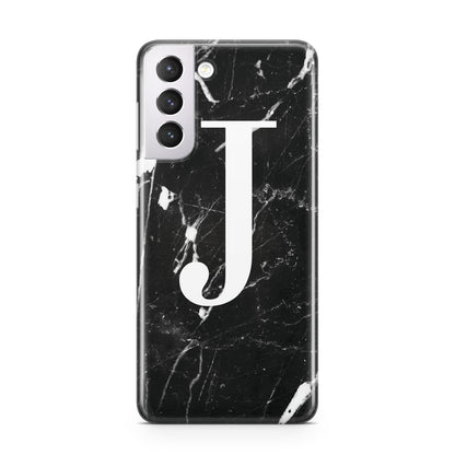 Marble White Initial Personalised Samsung S21 Case