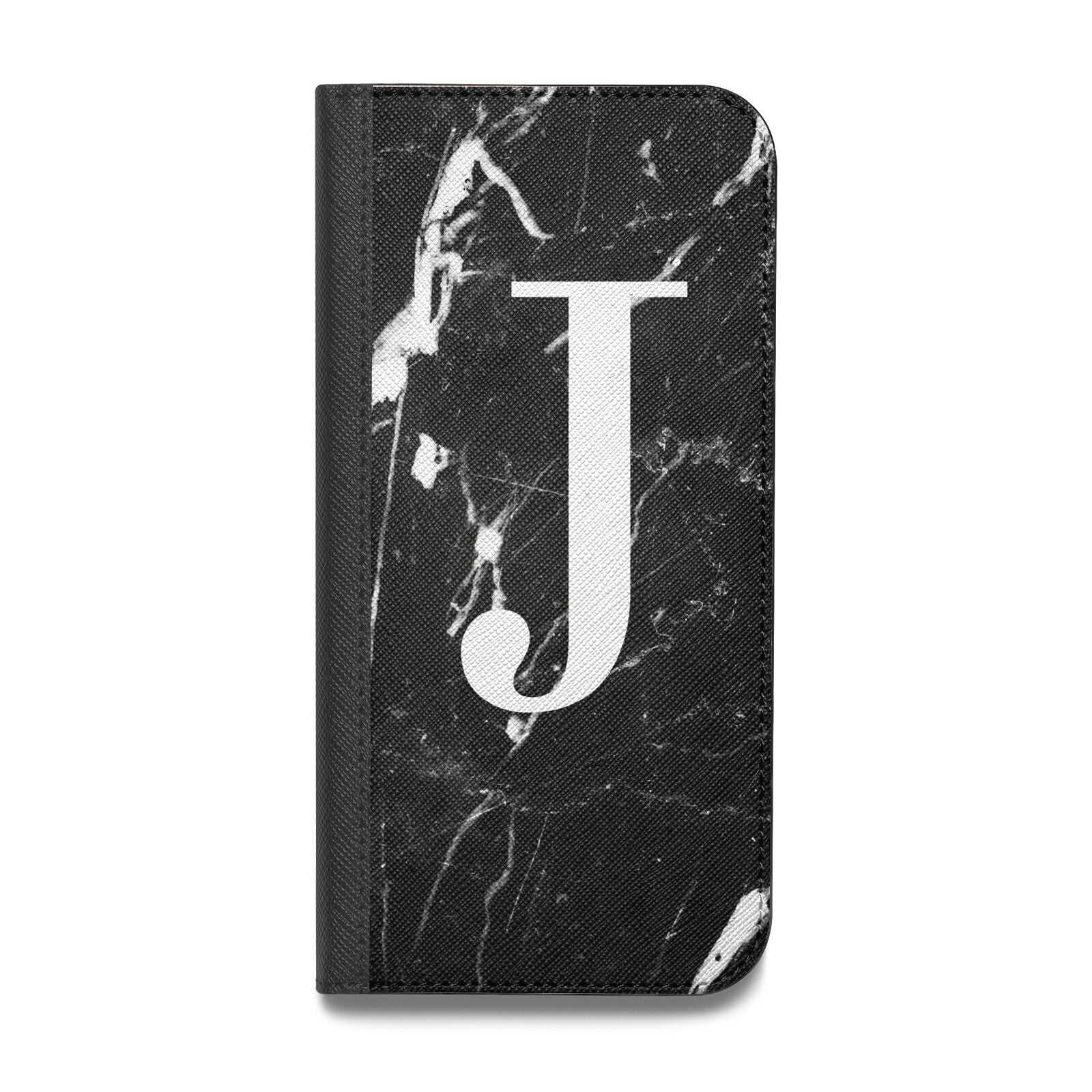 Marble White Initial Personalised Vegan Leather Flip Samsung Case