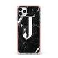 Marble White Initial Personalised iPhone 11 Pro Max Impact Pink Edge Case