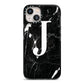 Marble White Initial Personalised iPhone 13 Black Impact Case on Silver phone