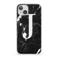 Marble White Initial Personalised iPhone 13 Clear Bumper Case