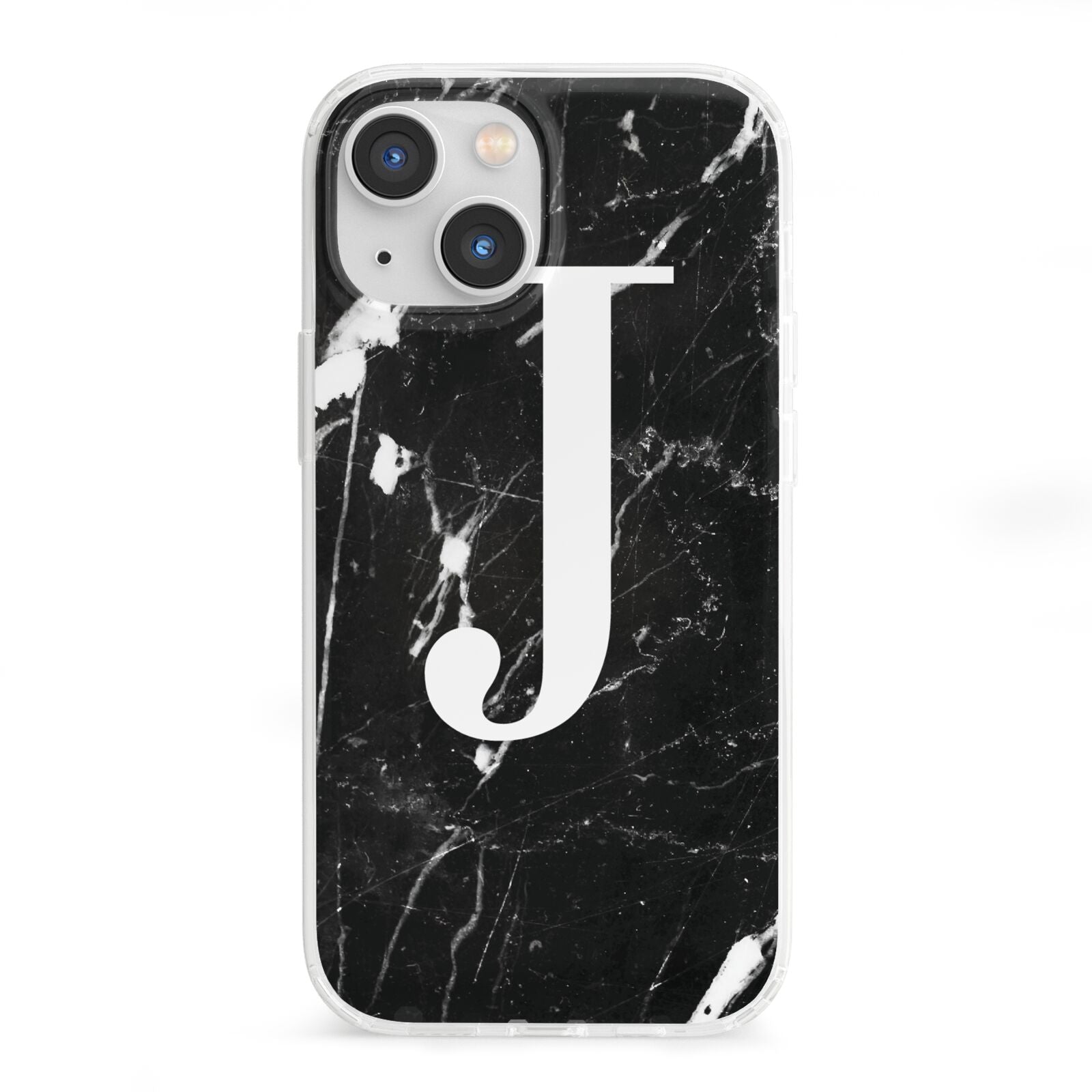 Marble White Initial Personalised iPhone 13 Mini Clear Bumper Case
