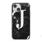 Marble White Initial Personalised iPhone 13 Mini TPU Impact Case with White Edges