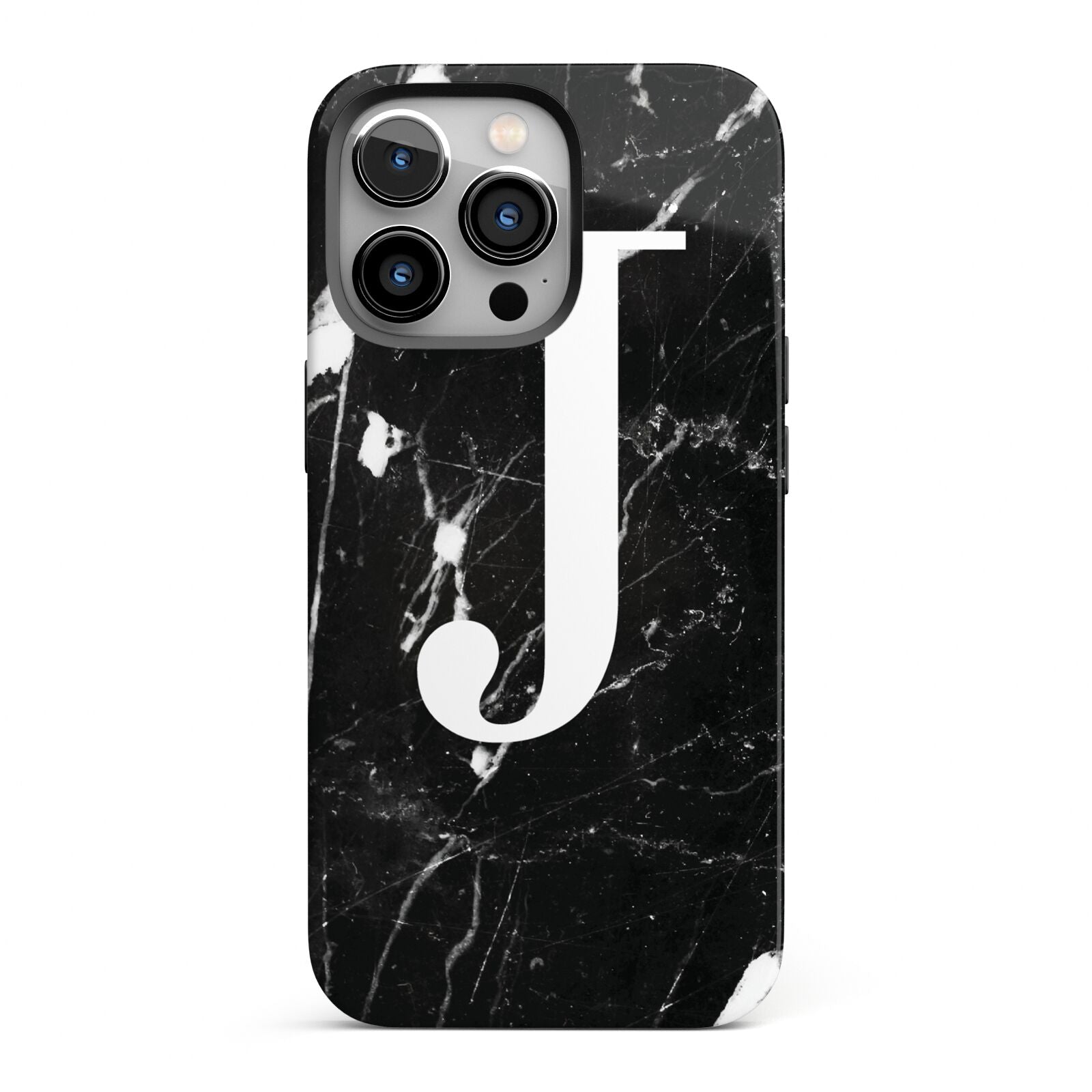 Marble White Initial Personalised iPhone 13 Pro Full Wrap 3D Tough Case