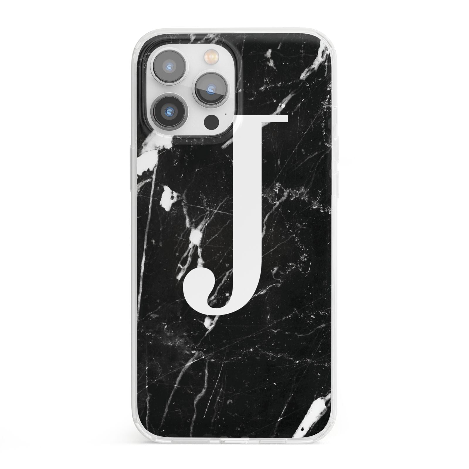 Marble White Initial Personalised iPhone 13 Pro Max Clear Bumper Case