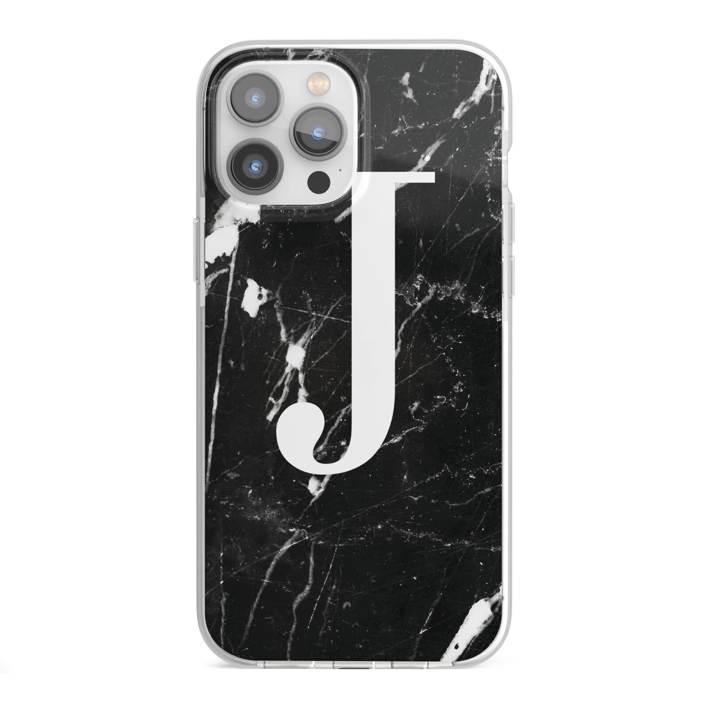 Marble White Initial Personalised iPhone 13 Pro Max TPU Impact Case with White Edges