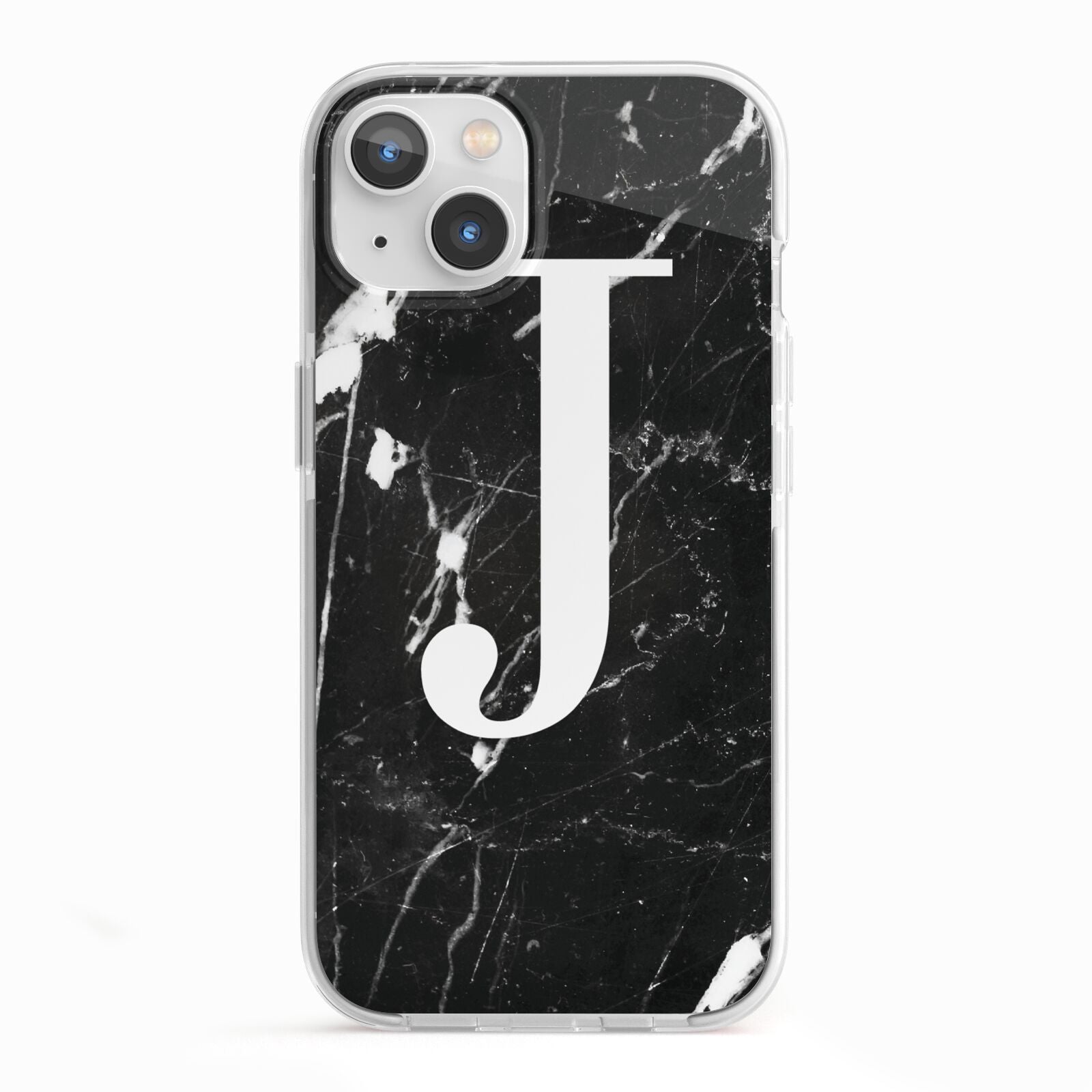 Marble White Initial Personalised iPhone 13 TPU Impact Case with White Edges