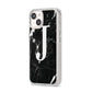 Marble White Initial Personalised iPhone 14 Clear Tough Case Starlight Angled Image