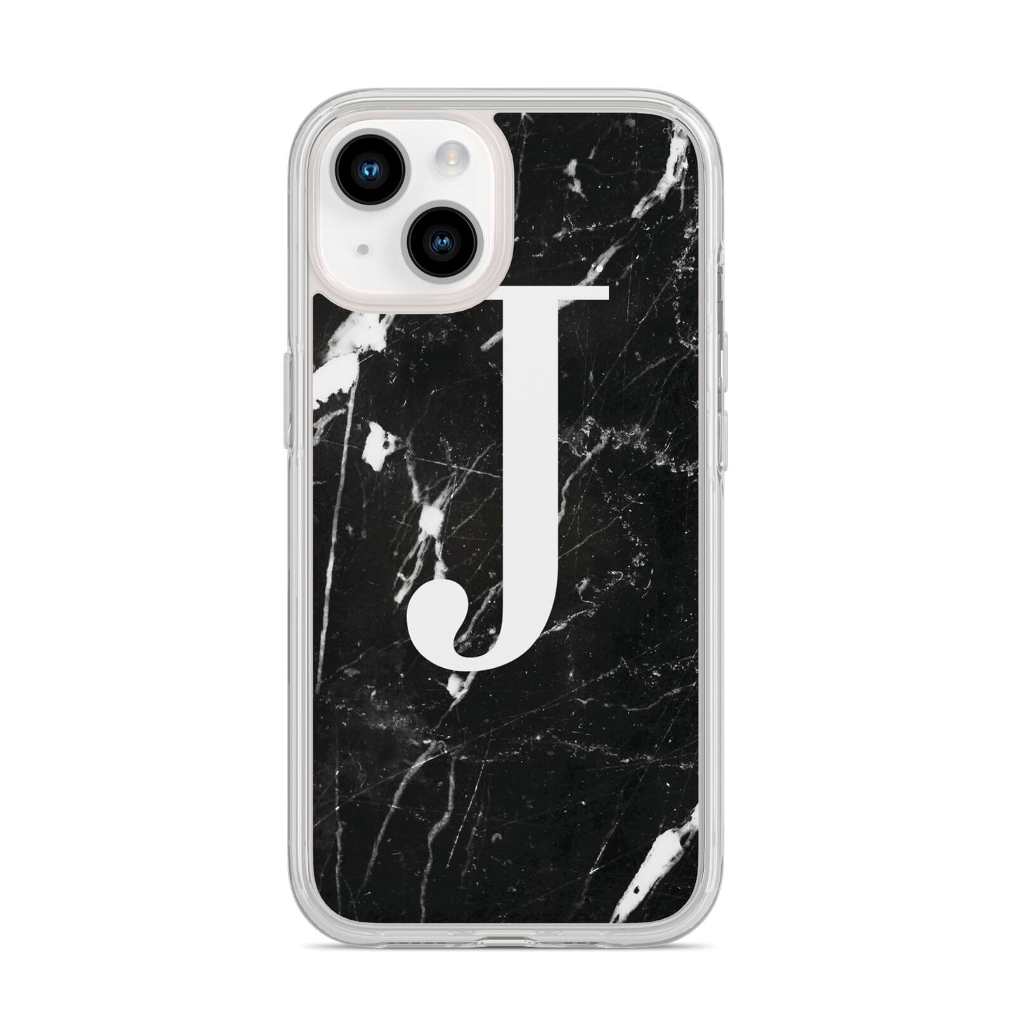 Marble White Initial Personalised iPhone 14 Clear Tough Case Starlight