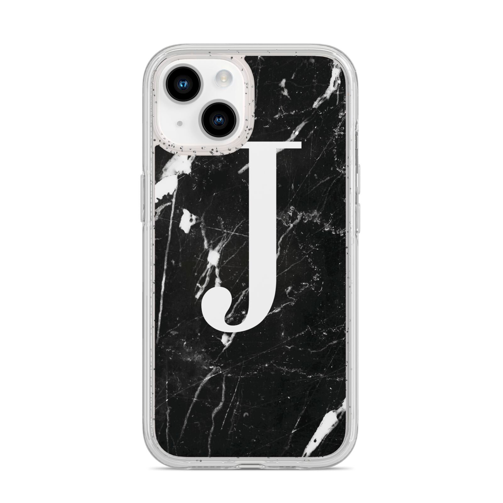 Marble White Initial Personalised iPhone 14 Glitter Tough Case Starlight