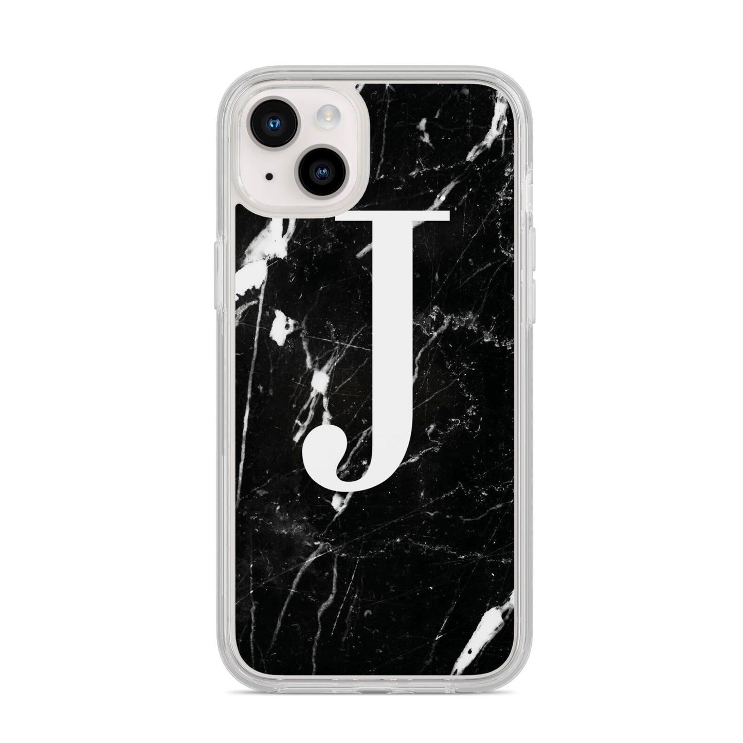Marble White Initial Personalised iPhone 14 Plus Clear Tough Case Starlight