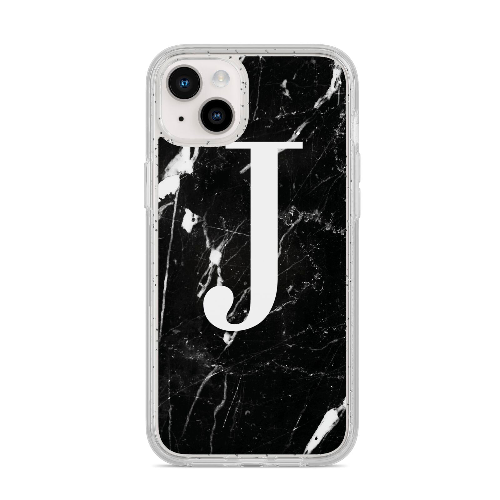 Marble White Initial Personalised iPhone 14 Plus Glitter Tough Case Starlight