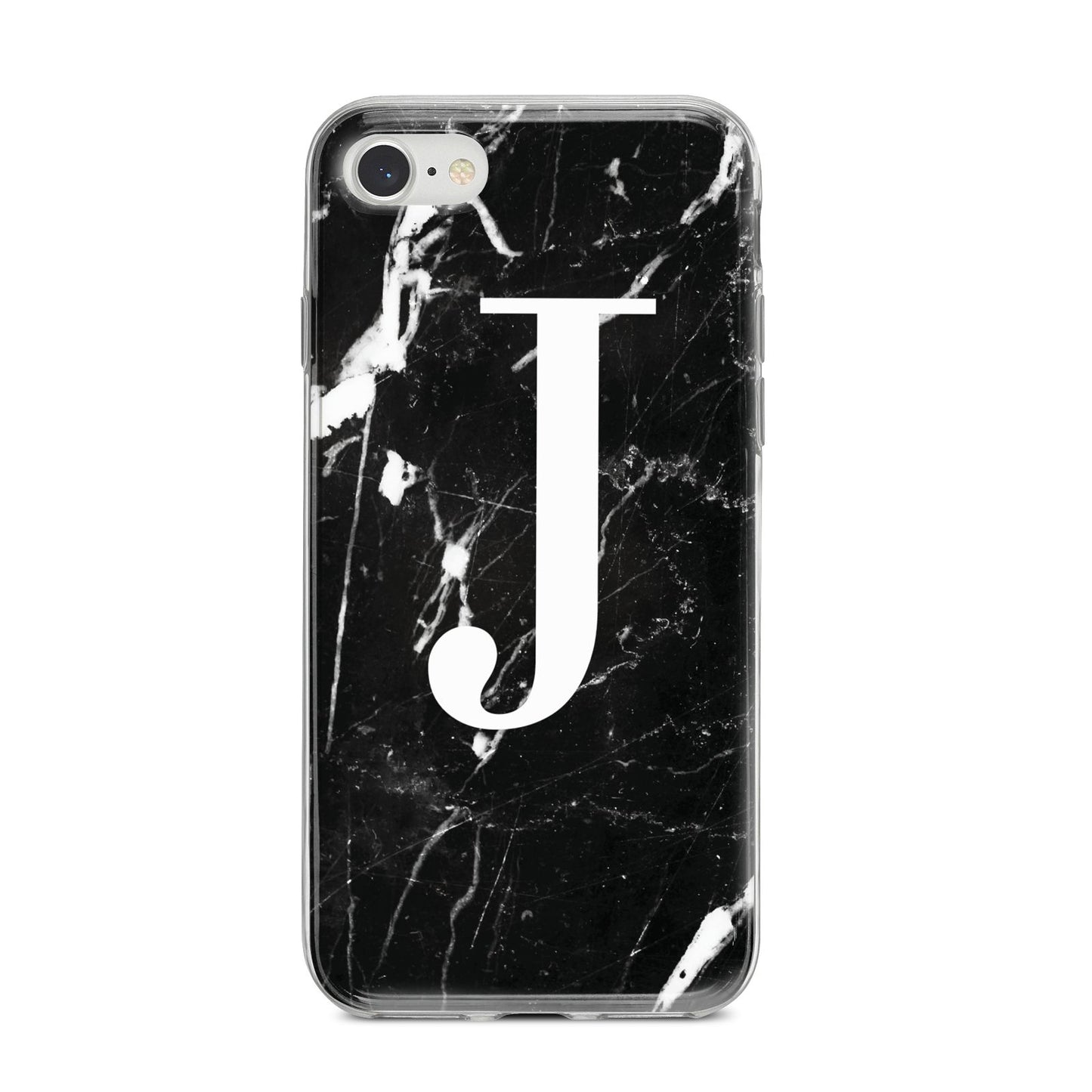 Marble White Initial Personalised iPhone 8 Bumper Case on Silver iPhone