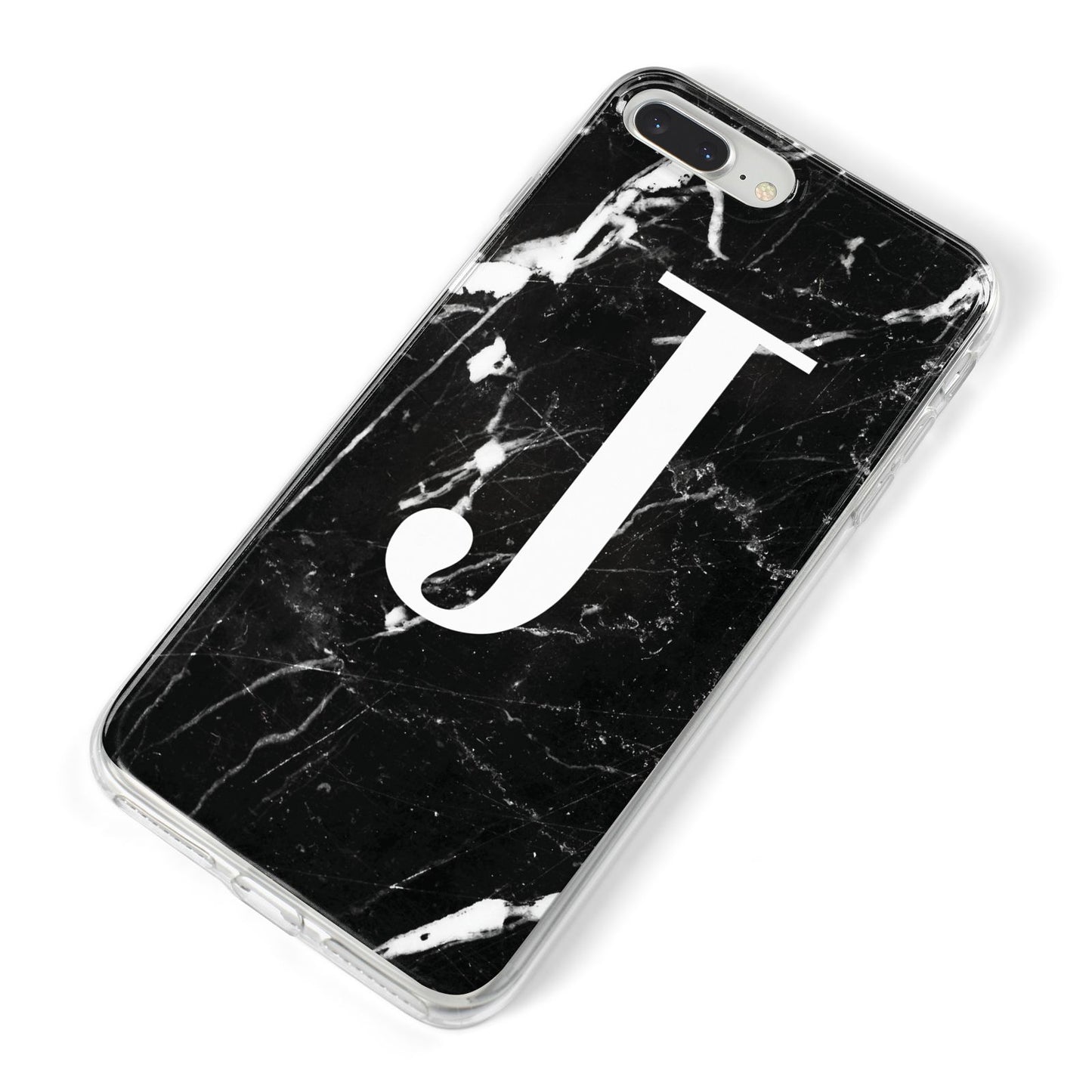 Marble White Initial Personalised iPhone 8 Plus Bumper Case on Silver iPhone Alternative Image