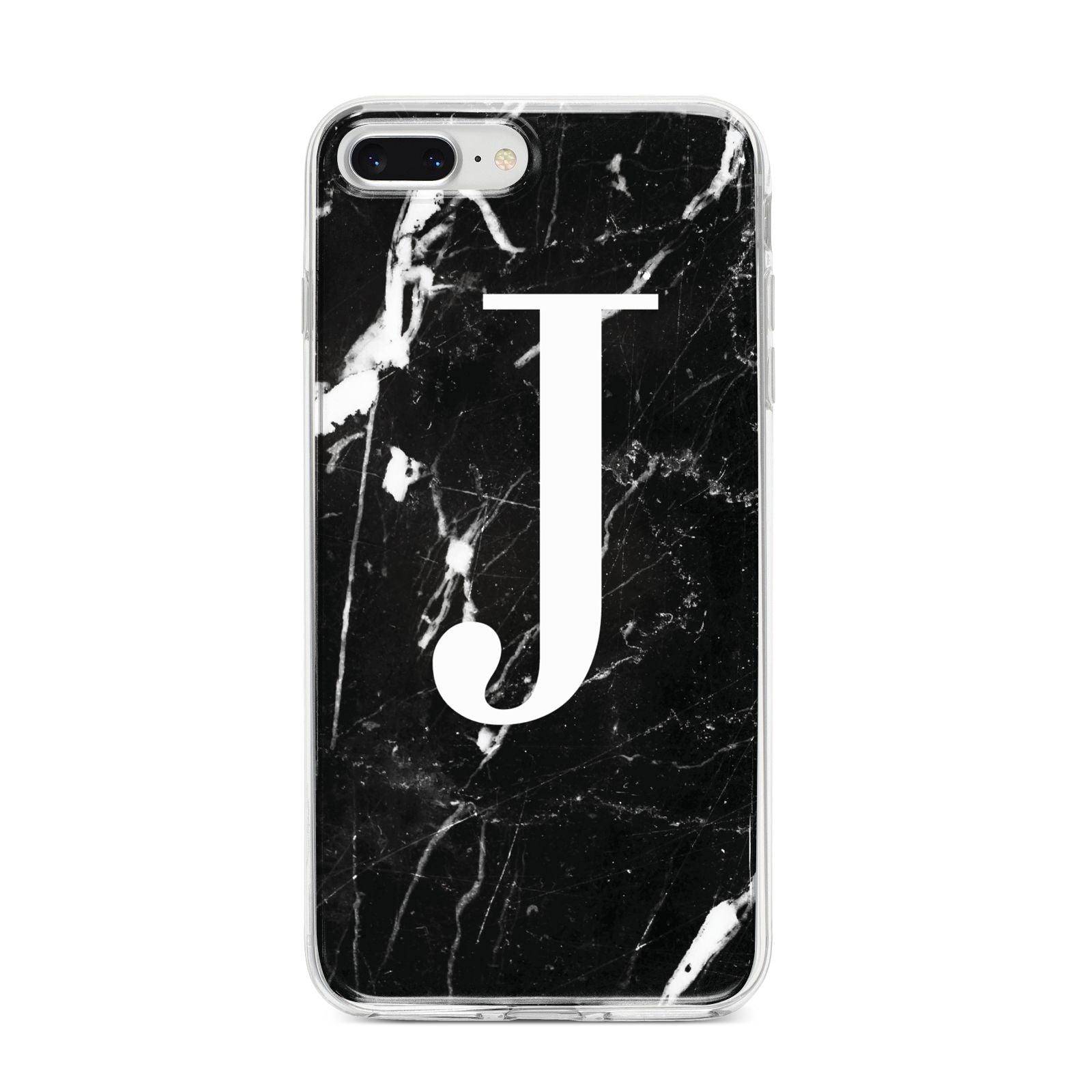 Marble White Initial Personalised iPhone 8 Plus Bumper Case on Silver iPhone