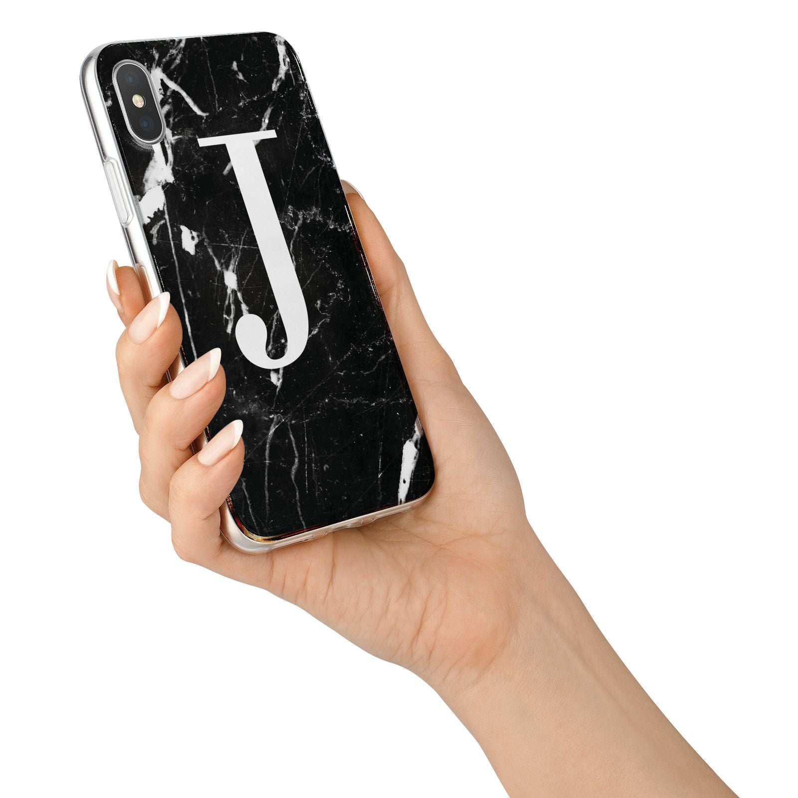 Marble White Initial Personalised iPhone X Bumper Case on Silver iPhone Alternative Image 2