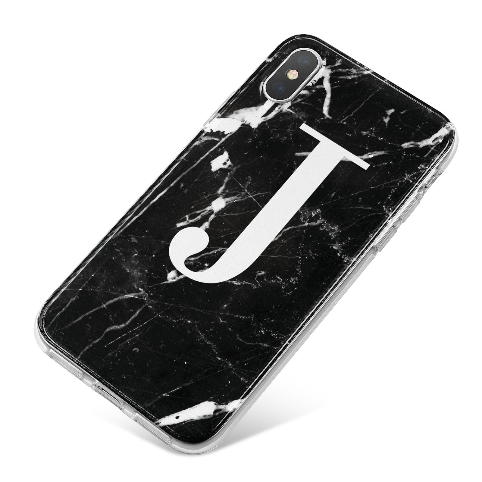 Marble White Initial Personalised iPhone X Bumper Case on Silver iPhone