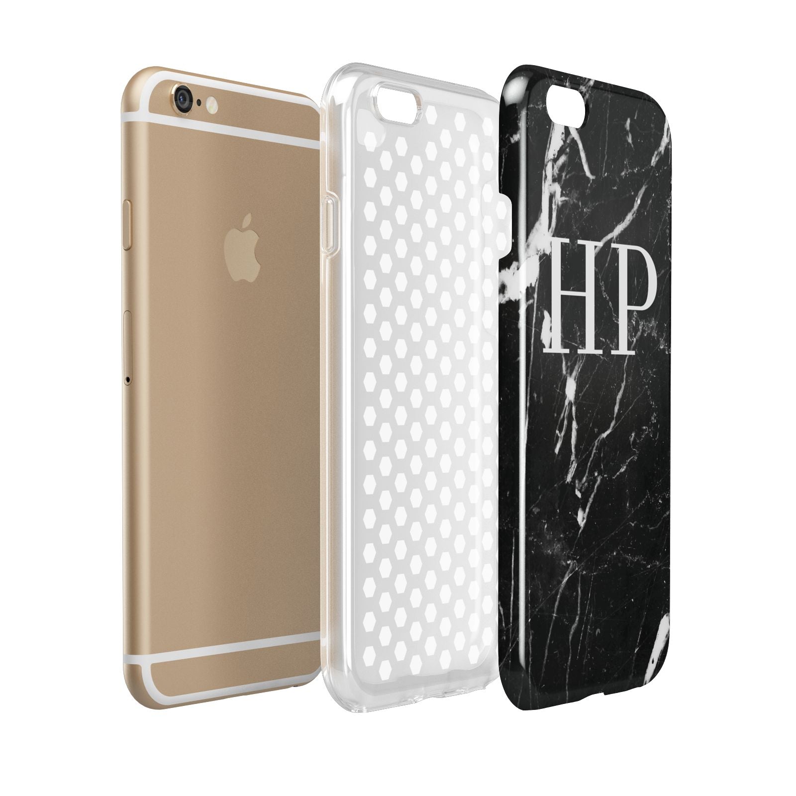 Marble White Initials Monogram Personalised Apple iPhone 6 3D Tough Case Expanded view