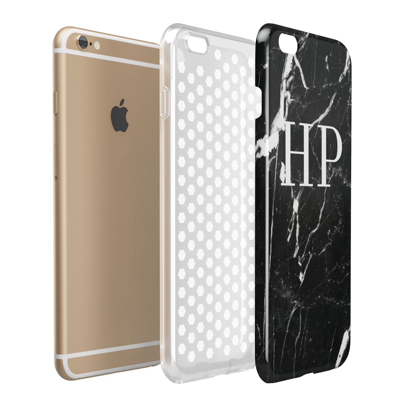 Marble White Initials Monogram Personalised Apple iPhone 6 Plus 3D Tough Case Expand Detail Image