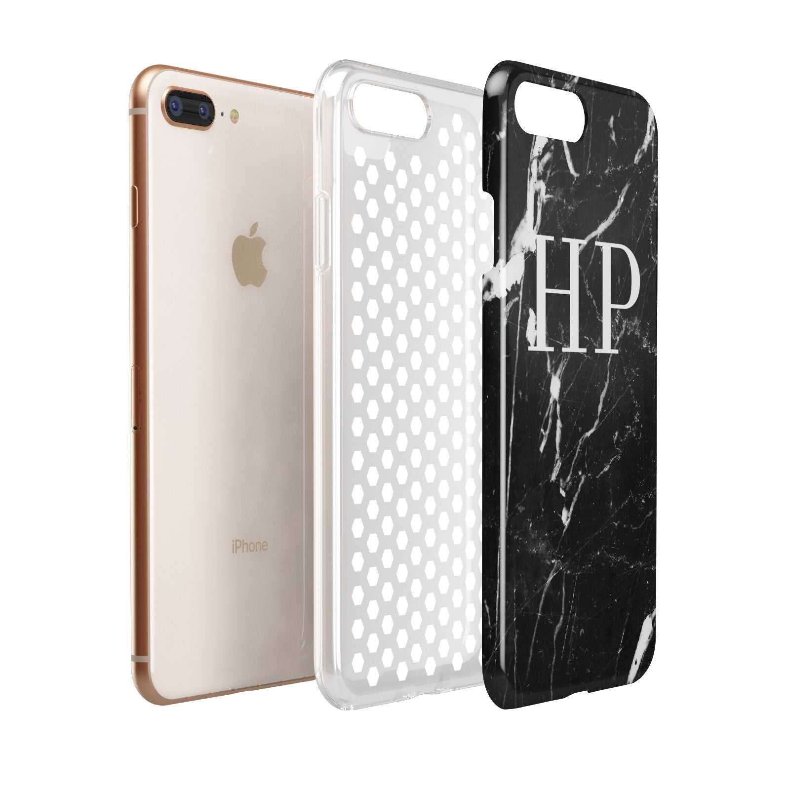 Marble White Initials Monogram Personalised Apple iPhone 7 8 Plus 3D Tough Case Expanded View