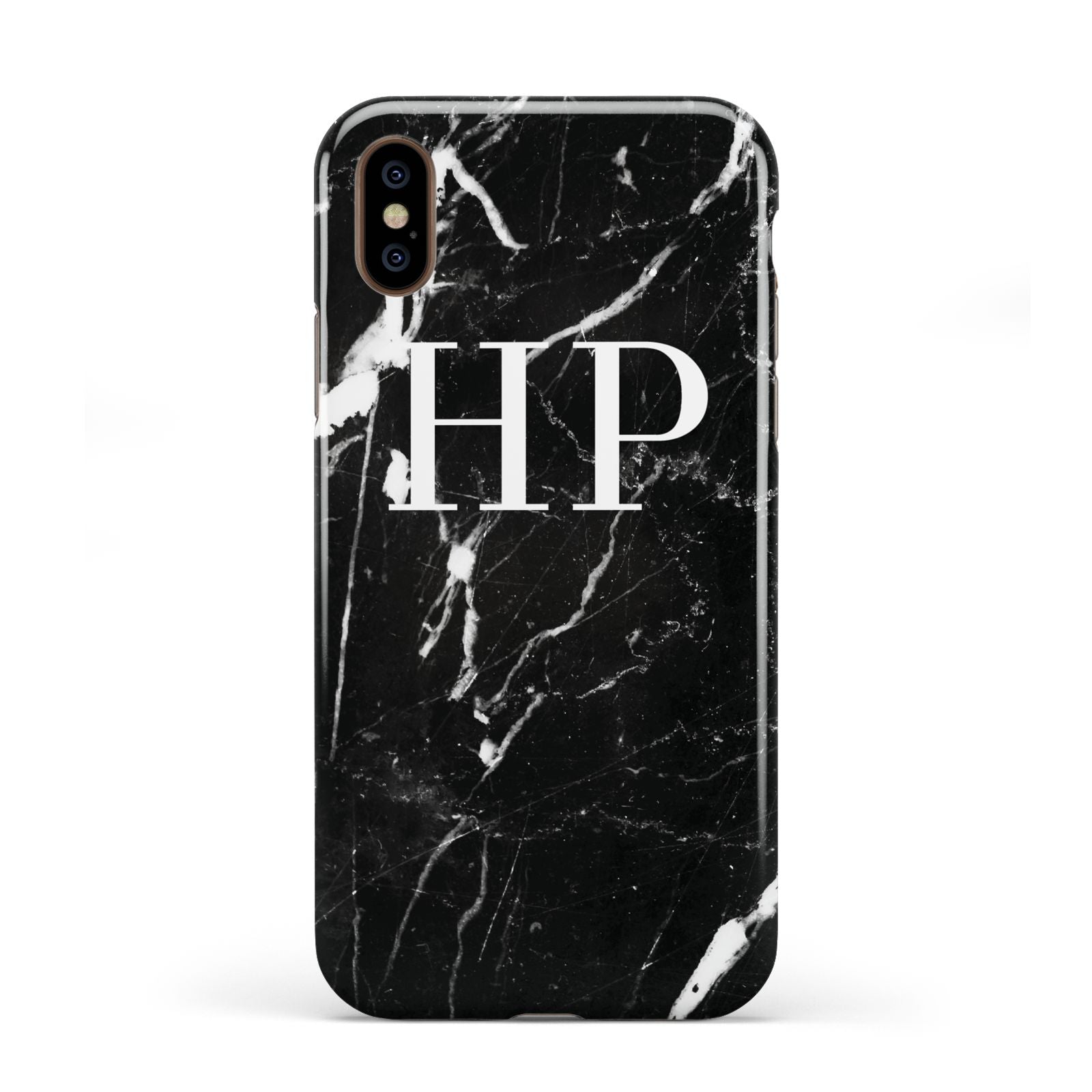 Marble White Initials Monogram Personalised Apple iPhone XS 3D Tough