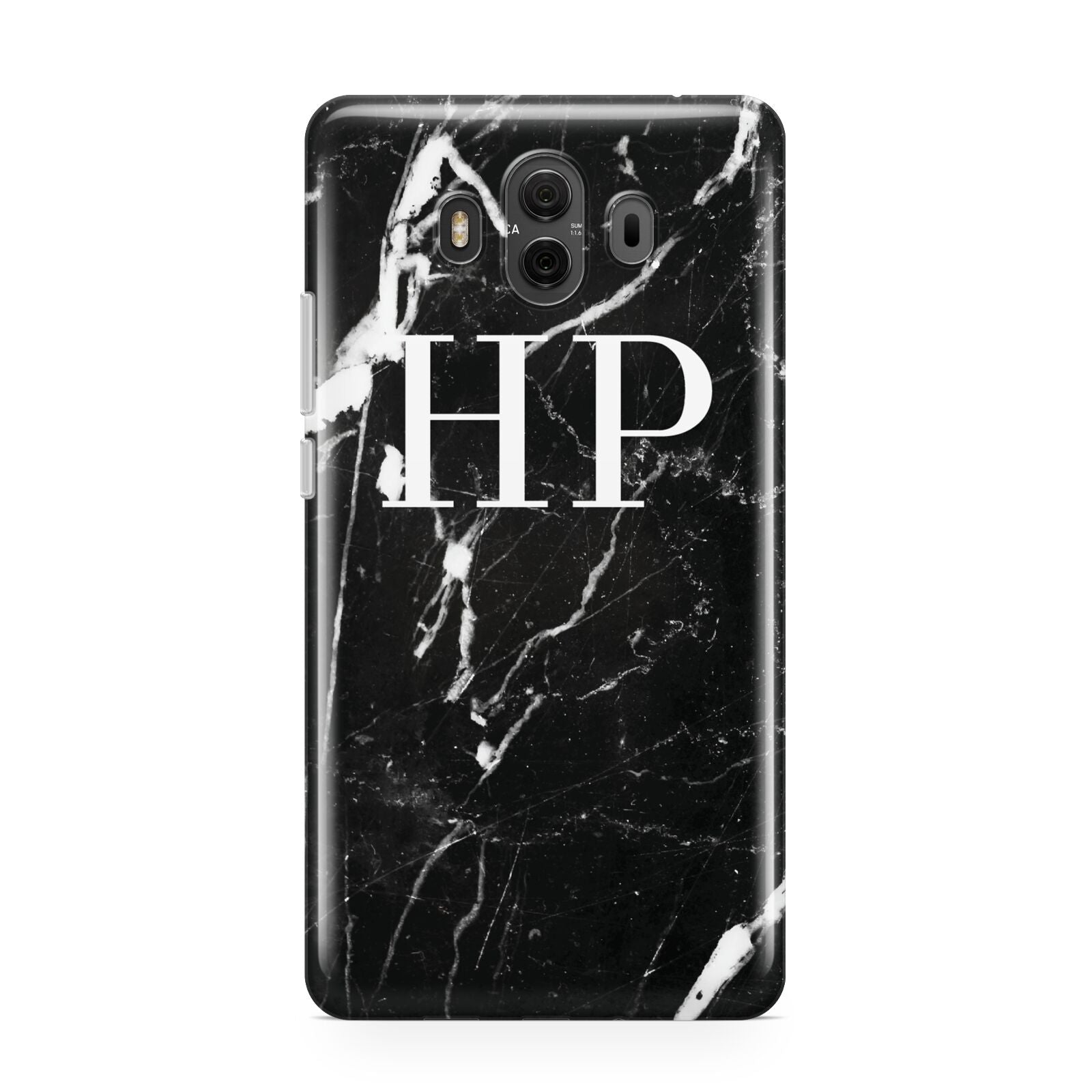 Marble White Initials Monogram Personalised Huawei Mate 10 Protective Phone Case