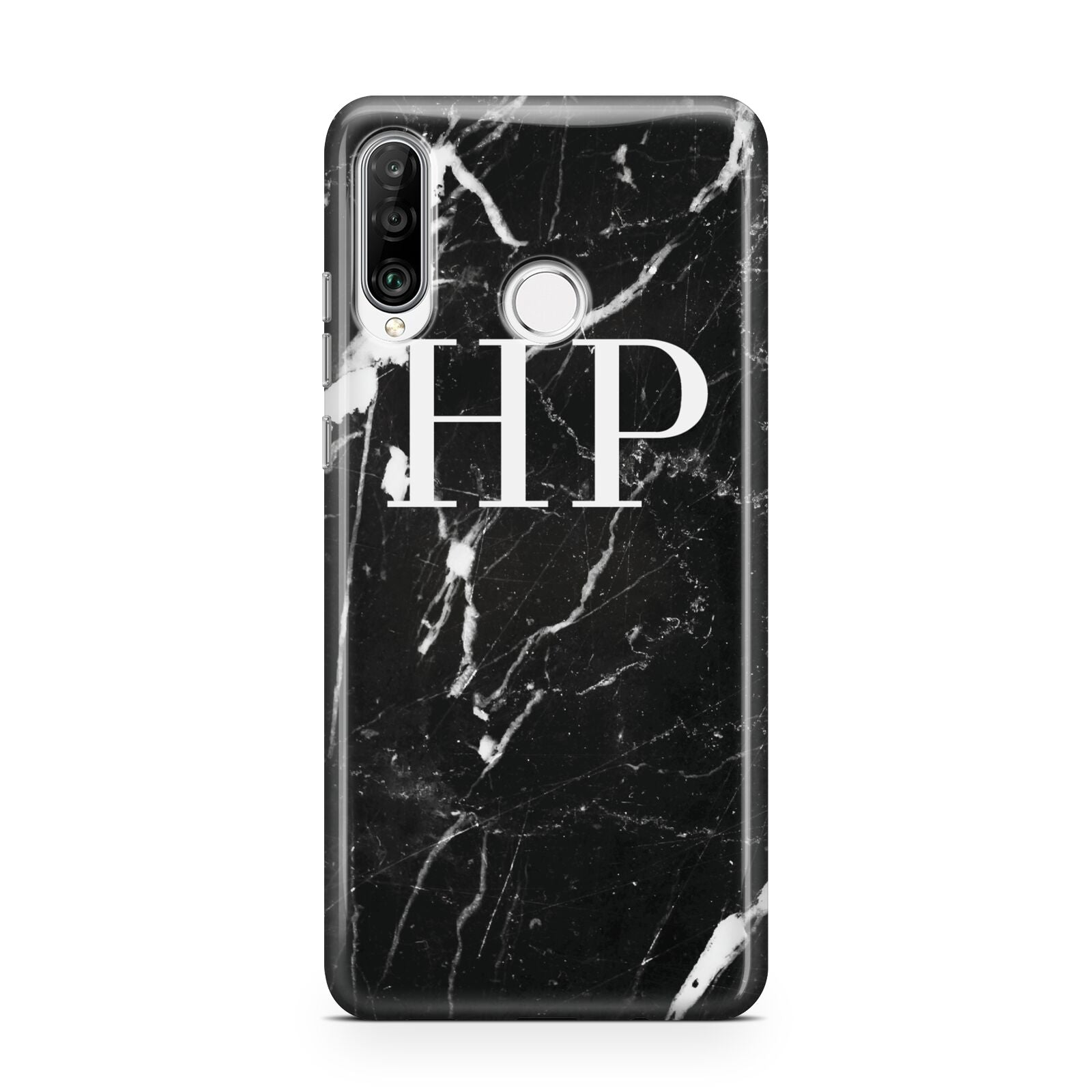 Marble White Initials Monogram Personalised Huawei P30 Lite Phone Case