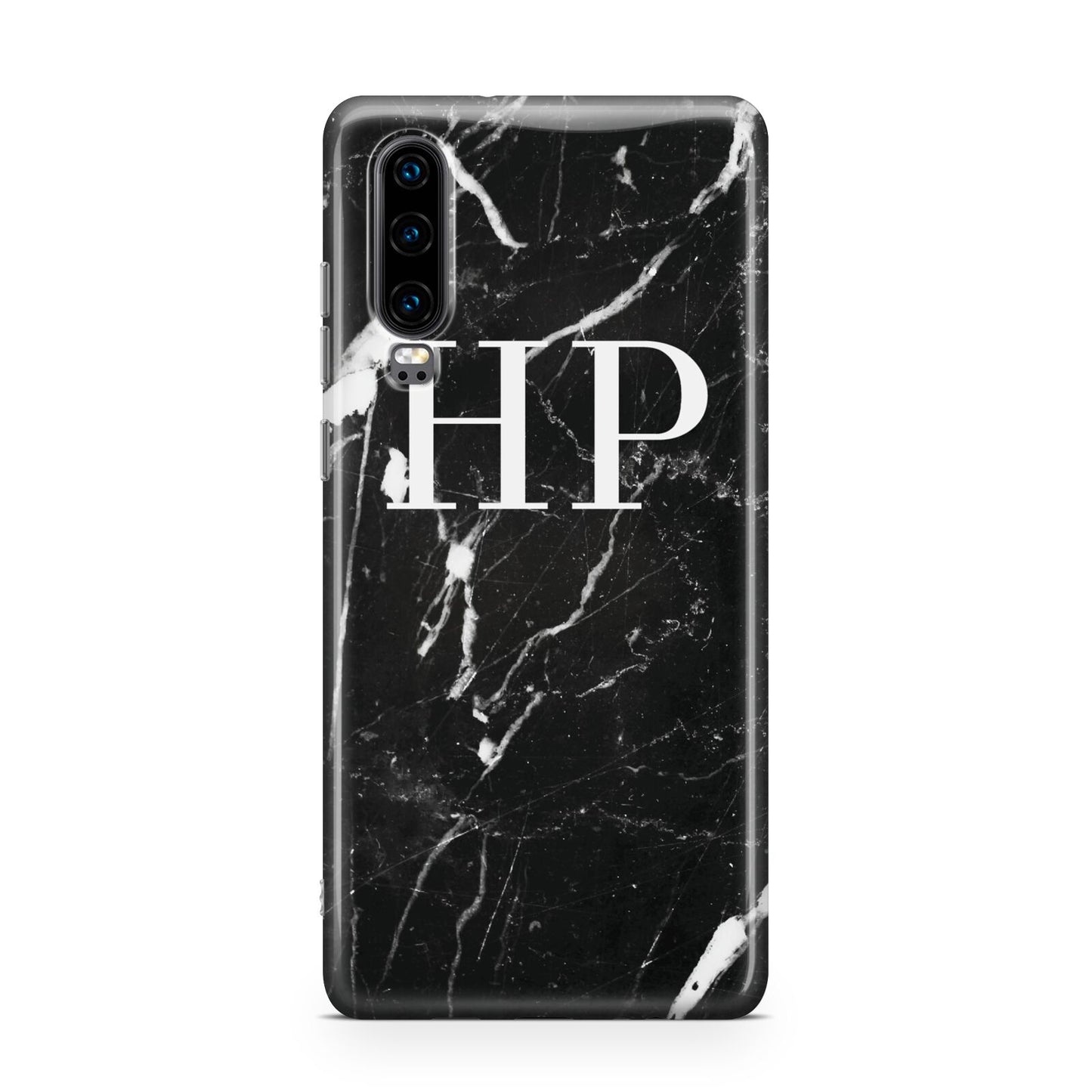 Marble White Initials Monogram Personalised Huawei P30 Phone Case