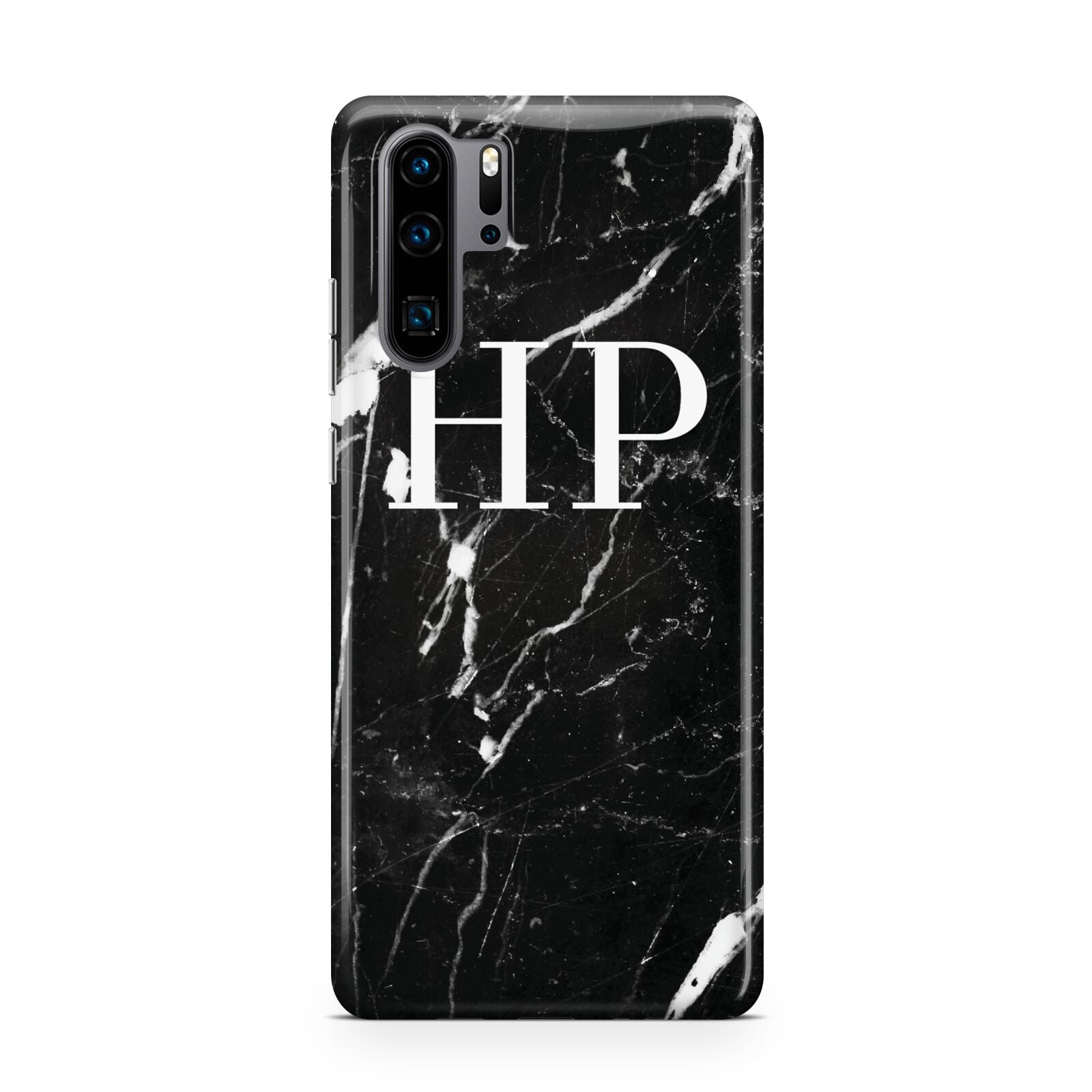 Marble White Initials Monogram Personalised Huawei P30 Pro Phone Case