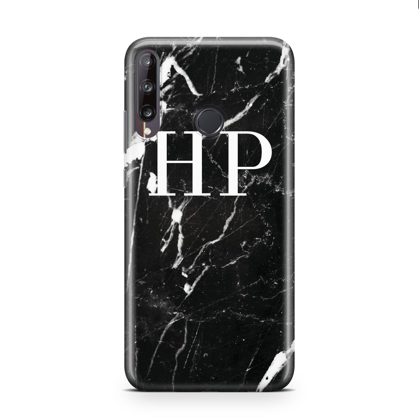 Marble White Initials Monogram Personalised Huawei P40 Lite E Phone Case