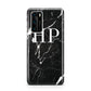 Marble White Initials Monogram Personalised Huawei P40 Phone Case