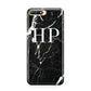 Marble White Initials Monogram Personalised Huawei Y6 2018