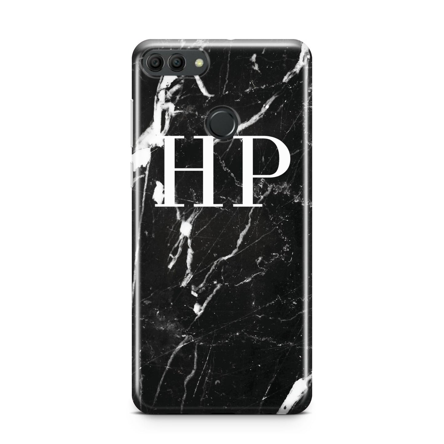 Marble White Initials Monogram Personalised Huawei Y9 2018
