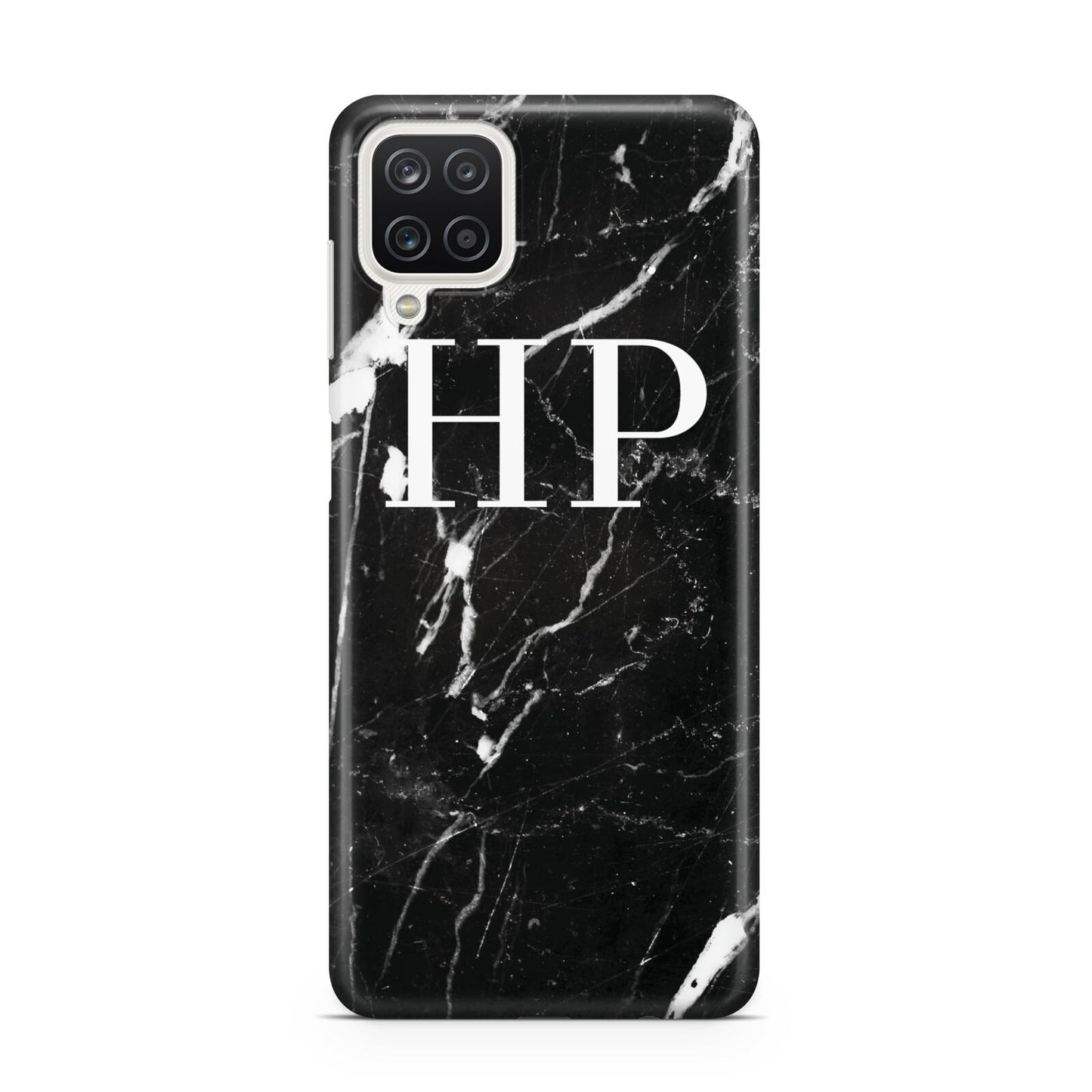 Marble White Initials Monogram Personalised Samsung A12 Case
