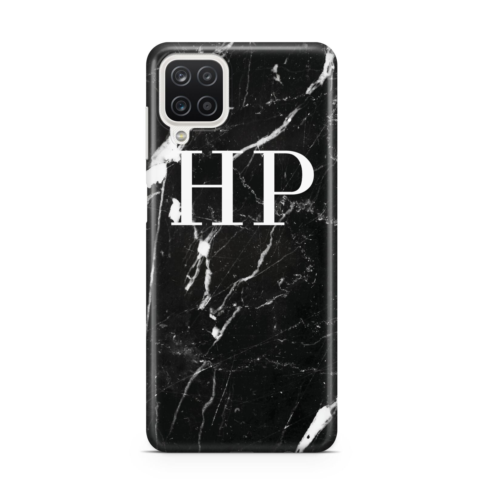 Marble White Initials Monogram Personalised Samsung A12 Case