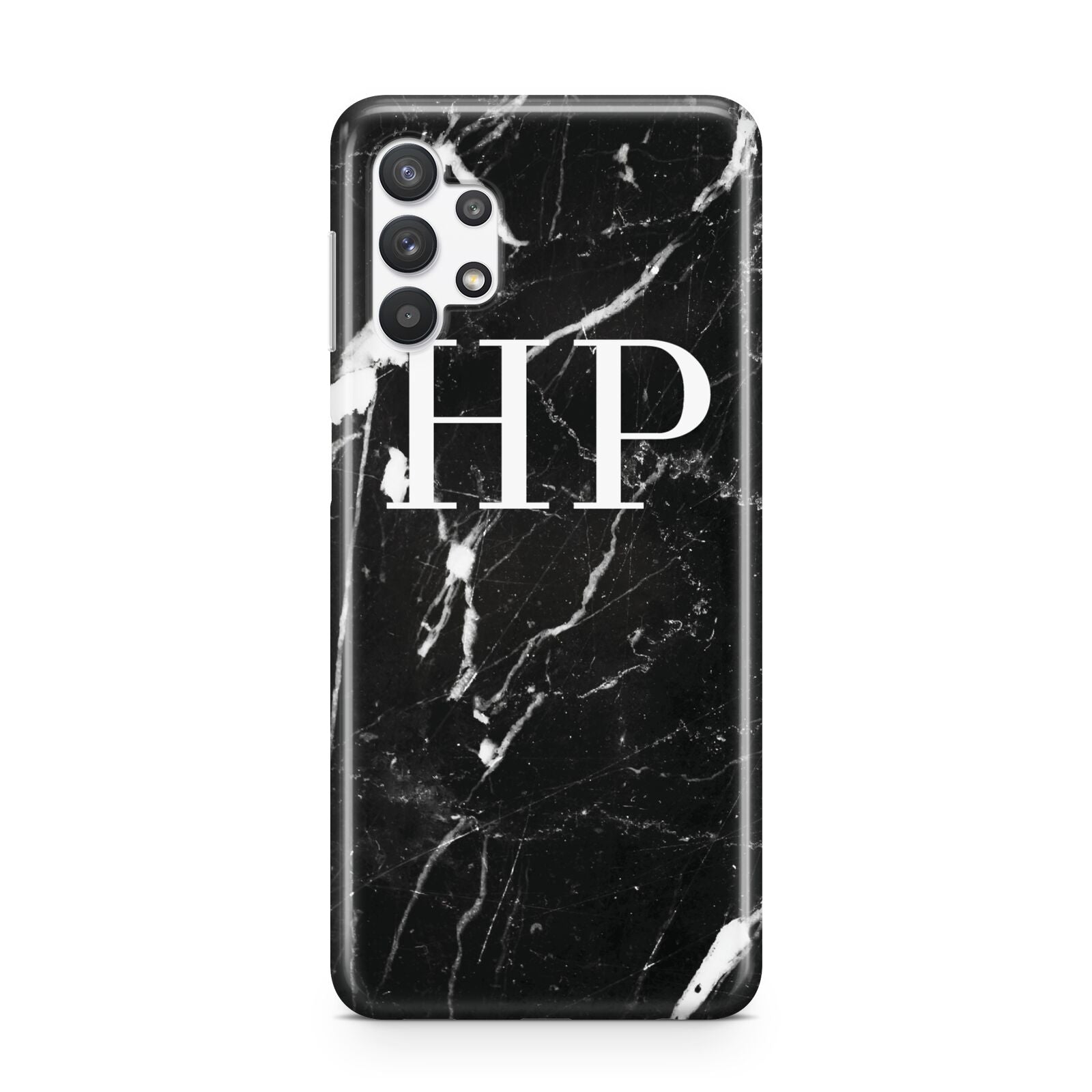 Marble White Initials Monogram Personalised Samsung A32 5G Case