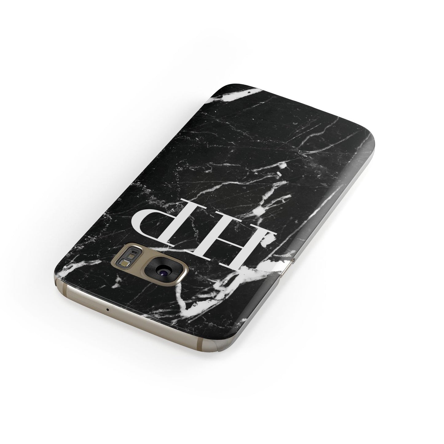 Marble White Initials Monogram Personalised Samsung Galaxy Case Front Close Up