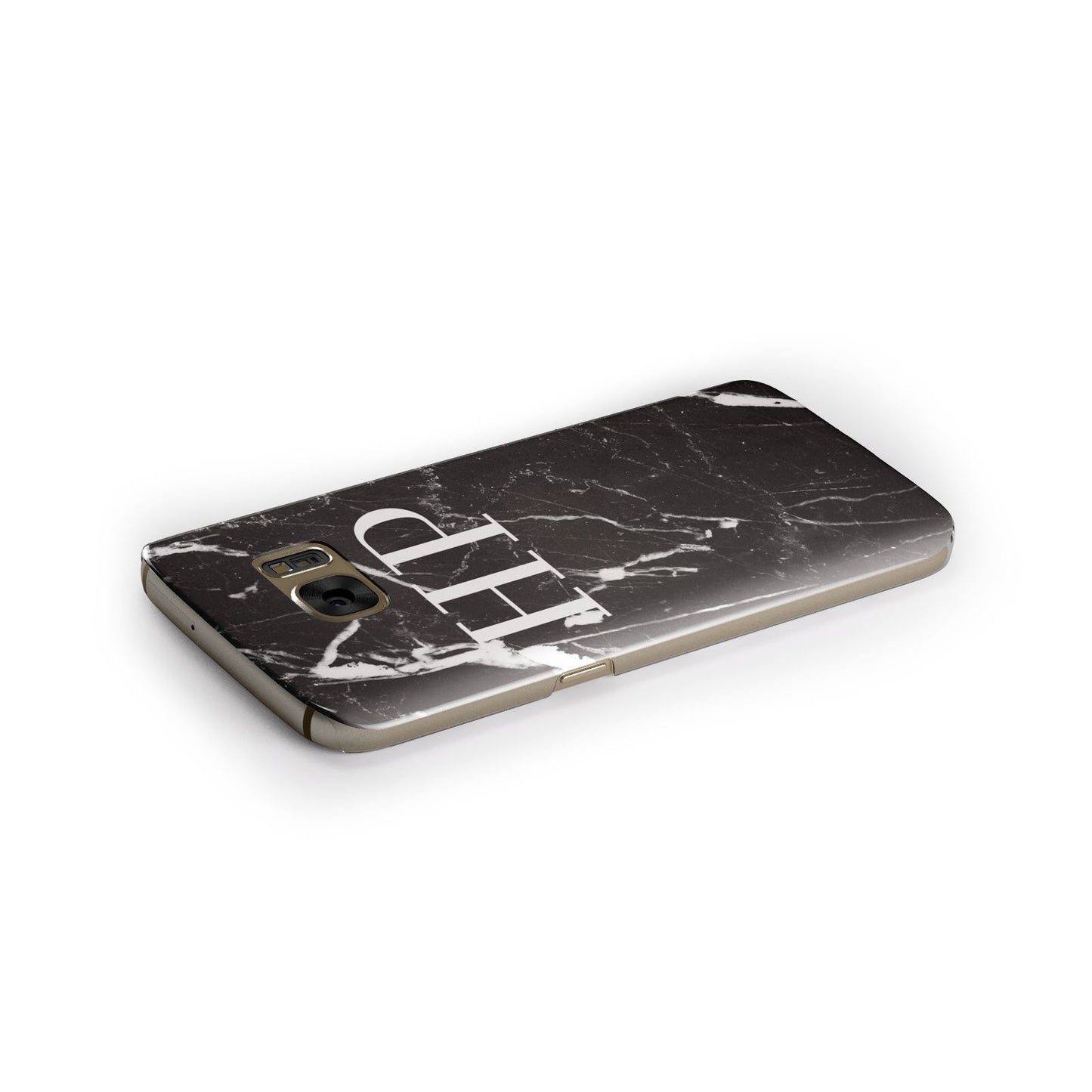 Marble White Initials Monogram Personalised Samsung Galaxy Case Side Close Up