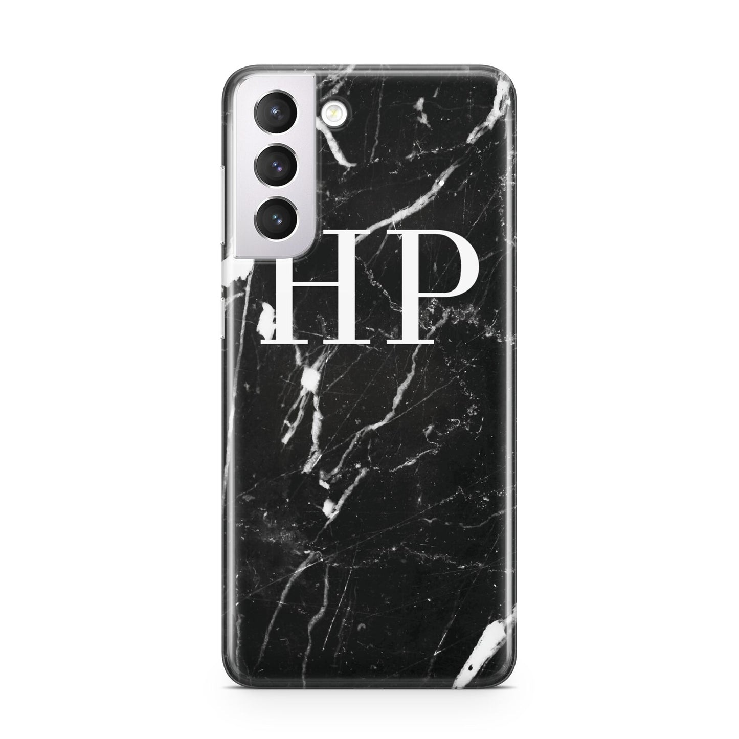Marble White Initials Monogram Personalised Samsung S21 Case