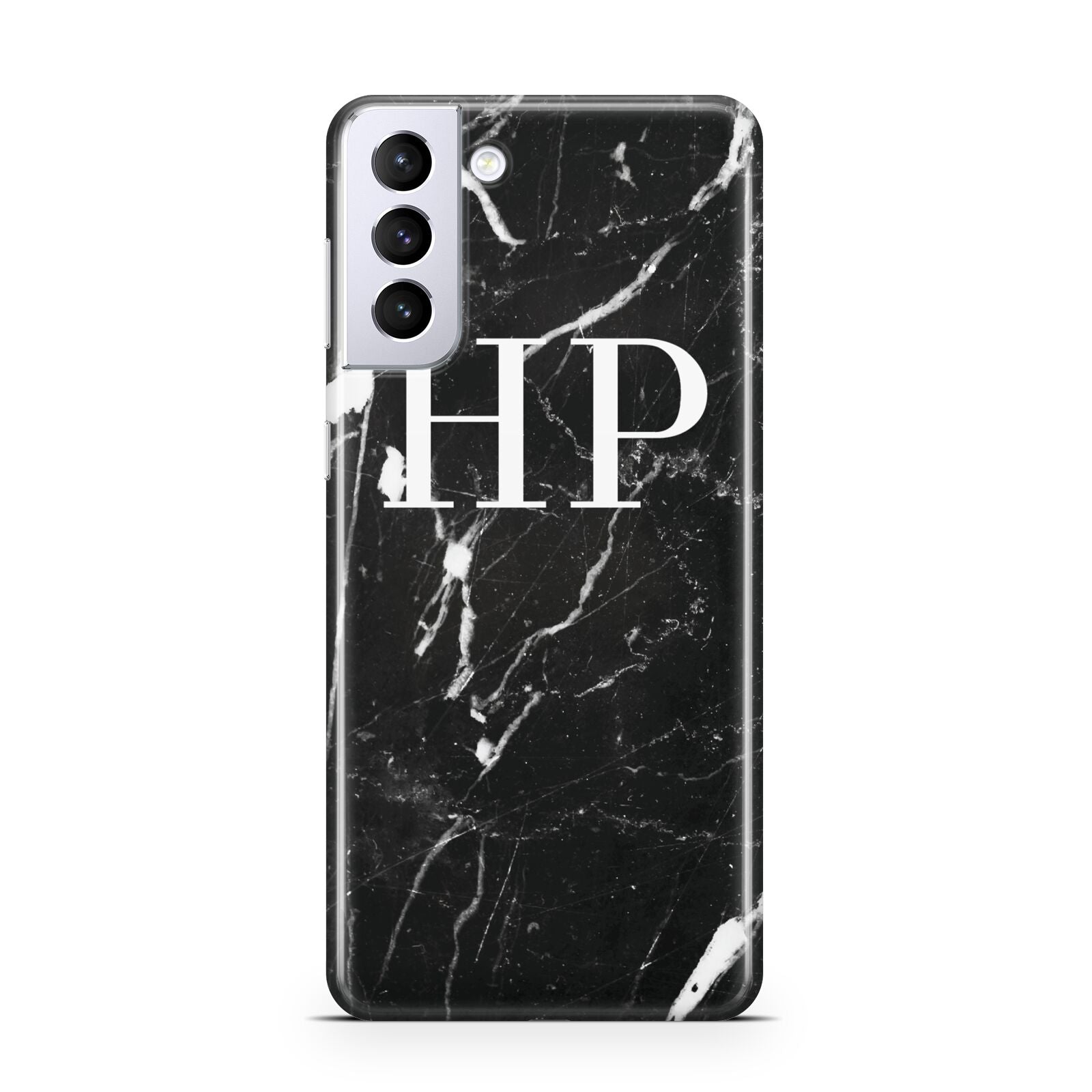 Marble White Initials Monogram Personalised Samsung S21 Plus Case