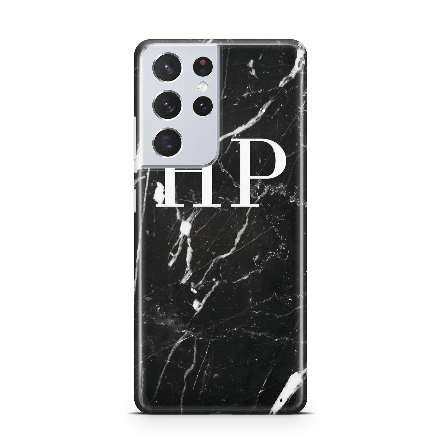 Marble White Initials Monogram Personalised Samsung S21 Ultra Case