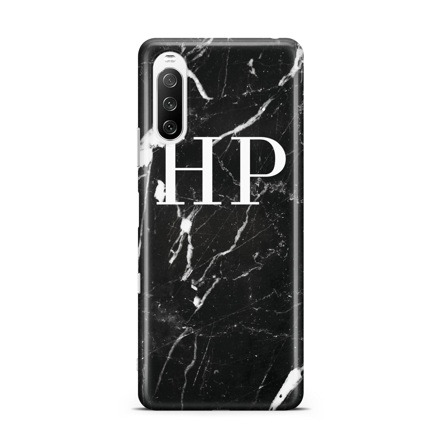 Marble White Initials Monogram Personalised Sony Xperia 10 III Case