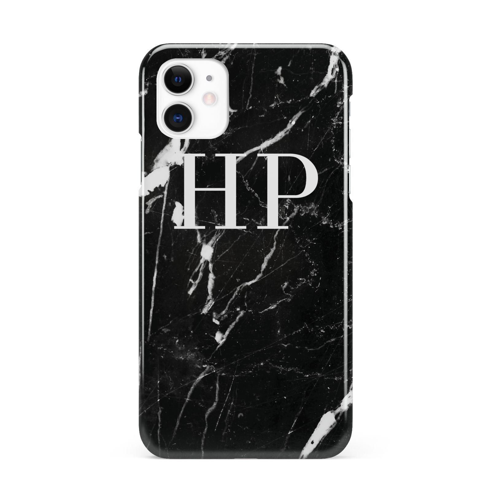 Marble White Initials Monogram Personalised iPhone 11 3D Snap Case