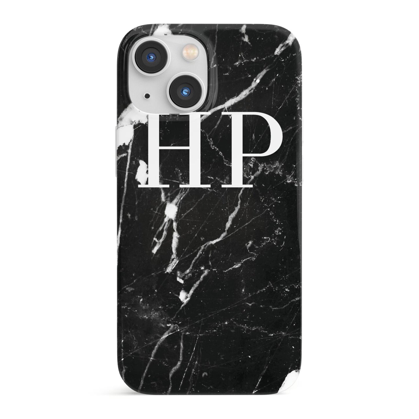 Marble White Initials Monogram Personalised iPhone 13 Mini Full Wrap 3D Snap Case