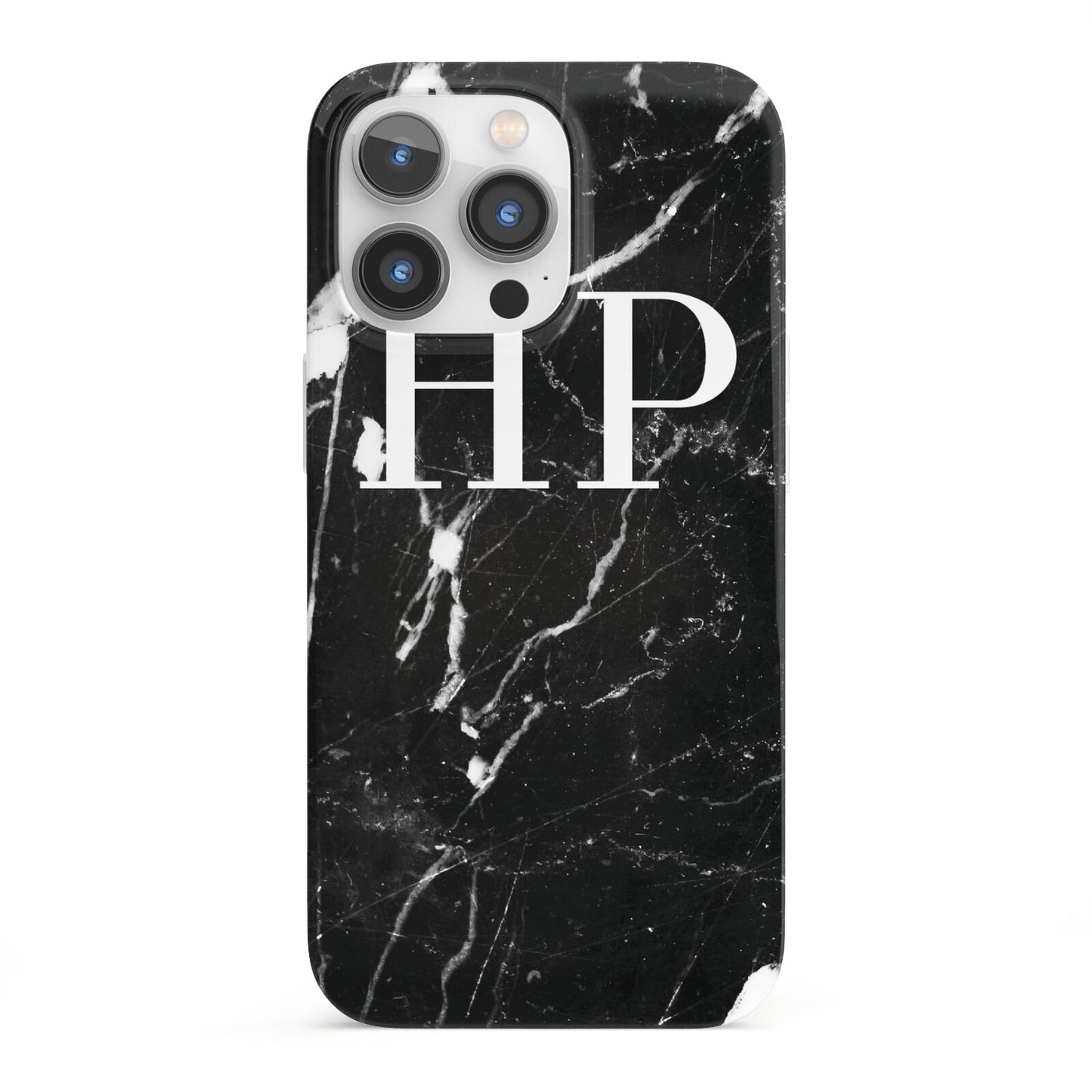 Marble White Initials Monogram Personalised iPhone 13 Pro Full Wrap 3D Snap Case