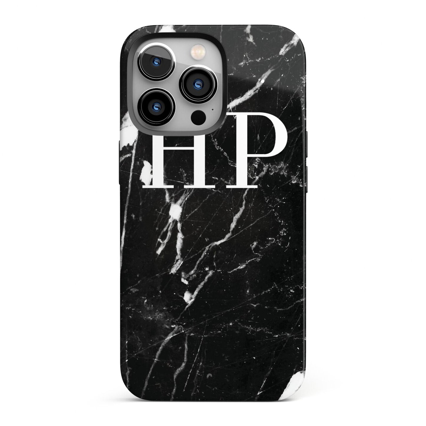 Marble White Initials Monogram Personalised iPhone 13 Pro Full Wrap 3D Tough Case