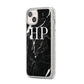 Marble White Initials Monogram Personalised iPhone 14 Plus Glitter Tough Case Starlight Angled Image