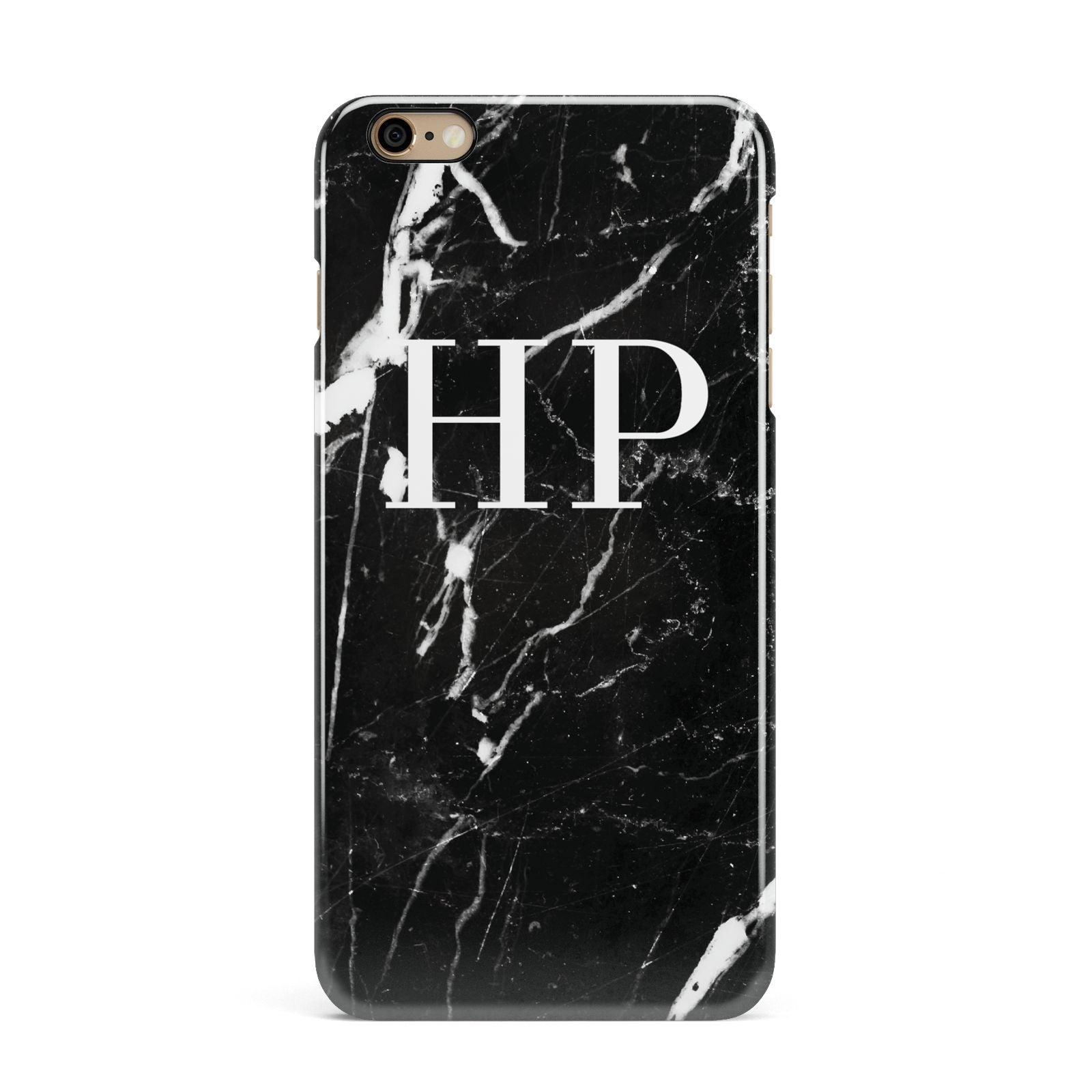 Marble White Initials Monogram Personalised iPhone 6 Plus 3D Snap Case on Gold Phone