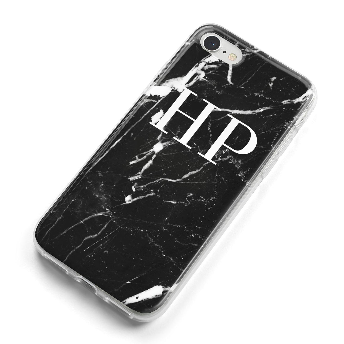 Marble White Initials Monogram Personalised iPhone 8 Bumper Case on Silver iPhone Alternative Image