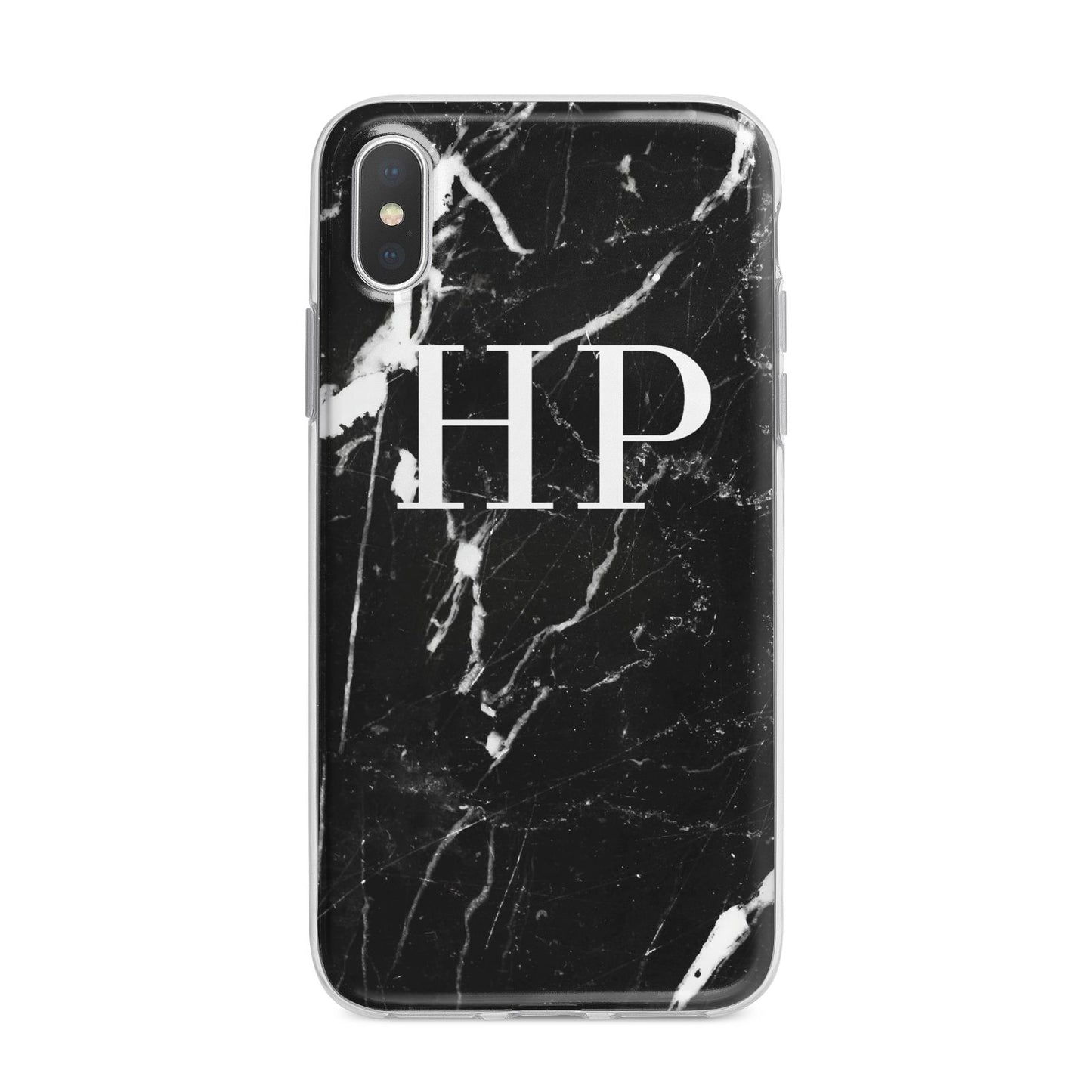 Marble White Initials Monogram Personalised iPhone X Bumper Case on Silver iPhone Alternative Image 1